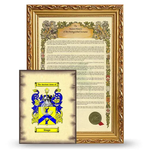 Stage Framed History and Coat of Arms Print - Gold