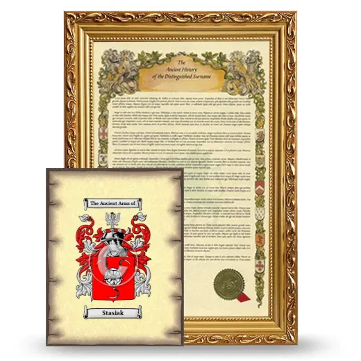Stasiak Framed History and Coat of Arms Print - Gold