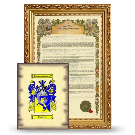 Statten Framed History and Coat of Arms Print - Gold