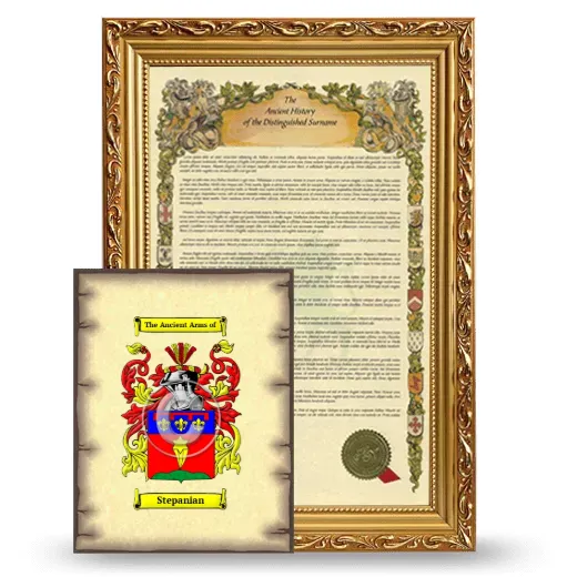 Stepanian Framed History and Coat of Arms Print - Gold