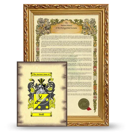 Stoll Framed History and Coat of Arms Print - Gold