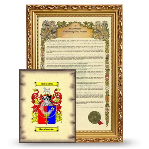 Stonebreaker Framed History and Coat of Arms Print - Gold