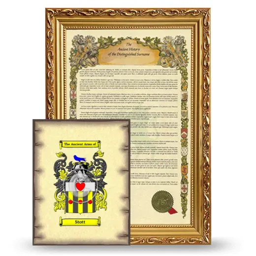 Stott Framed History and Coat of Arms Print - Gold