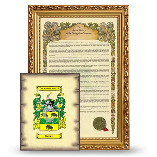 Sween Framed History and Coat of Arms Print - Gold