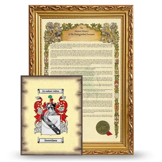 Sweethen Framed History and Coat of Arms Print - Gold