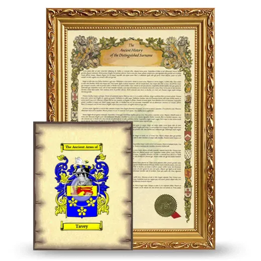 Tavey Framed History and Coat of Arms Print - Gold