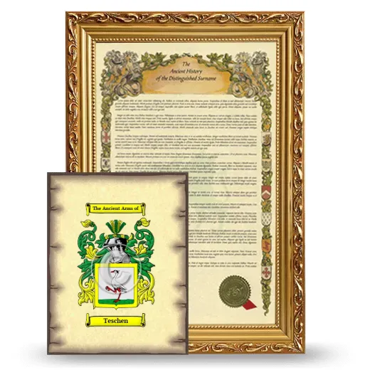 Teschen Framed History and Coat of Arms Print - Gold