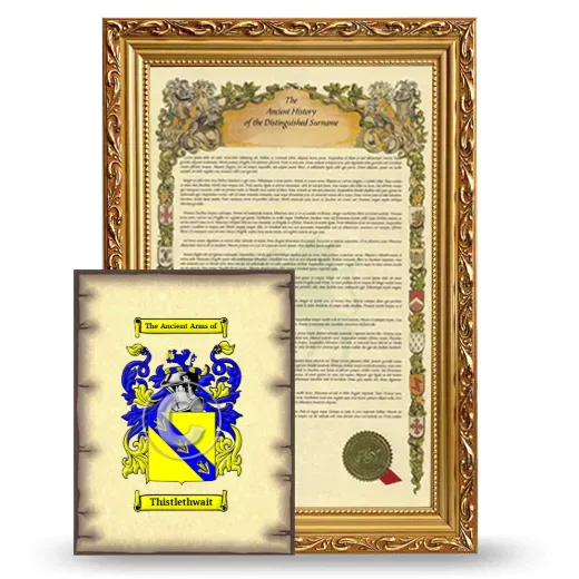 Thistlethwait Framed History and Coat of Arms Print - Gold
