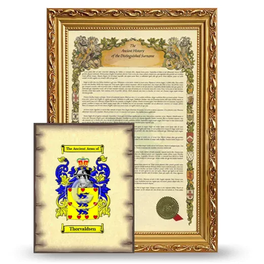 Thorvaldsen Framed History and Coat of Arms Print - Gold