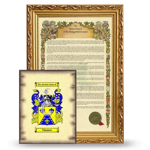 Timmes Framed History and Coat of Arms Print - Gold