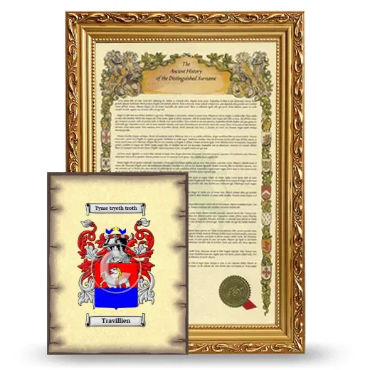 Travillien Framed History and Coat of Arms Print - Gold