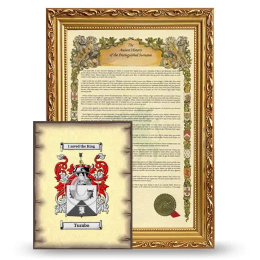Turnbo Framed History and Coat of Arms Print - Gold