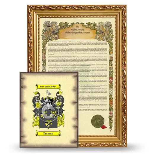 Turstan Framed History and Coat of Arms Print - Gold