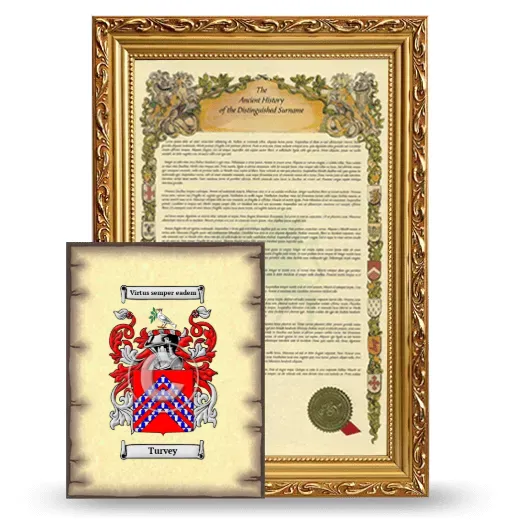 Turvey Framed History and Coat of Arms Print - Gold