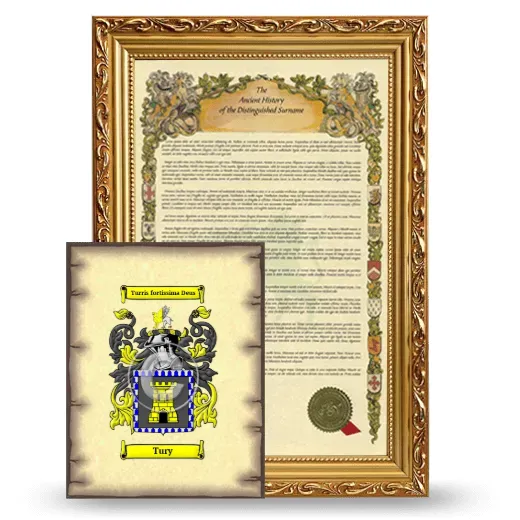 Tury Framed History and Coat of Arms Print - Gold