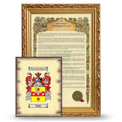 Tyghe Framed History and Coat of Arms Print - Gold