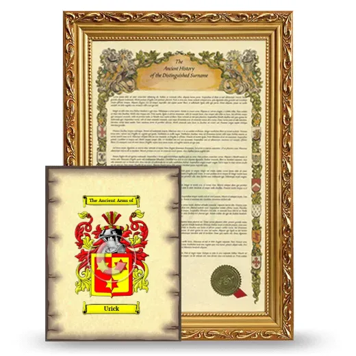 Urick Framed History and Coat of Arms Print - Gold