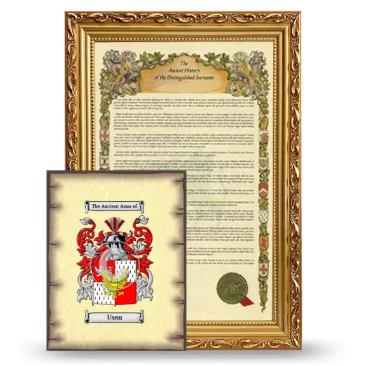 Usan Framed History and Coat of Arms Print - Gold