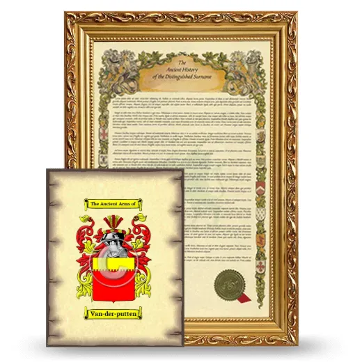 Van-der-putten Framed History and Coat of Arms Print - Gold
