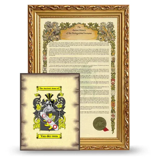 Van-der-veen Framed History and Coat of Arms Print - Gold
