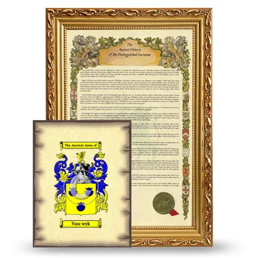 Van-wyk Framed History and Coat of Arms Print - Gold
