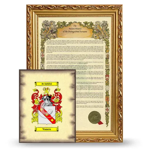Vances Framed History and Coat of Arms Print - Gold