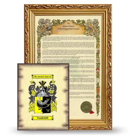 Vanderbilt Framed History and Coat of Arms Print - Gold