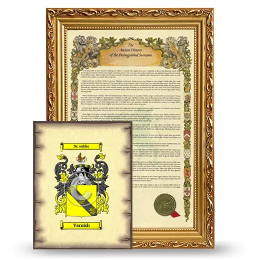 Varnish Framed History and Coat of Arms Print - Gold