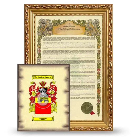 Verrey Framed History and Coat of Arms Print - Gold