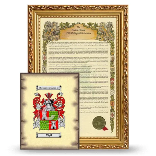 Vigil Framed History and Coat of Arms Print - Gold
