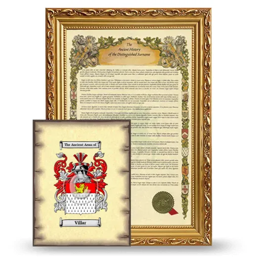 Villar Framed History and Coat of Arms Print - Gold