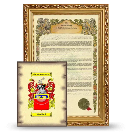 Wadford Framed History and Coat of Arms Print - Gold