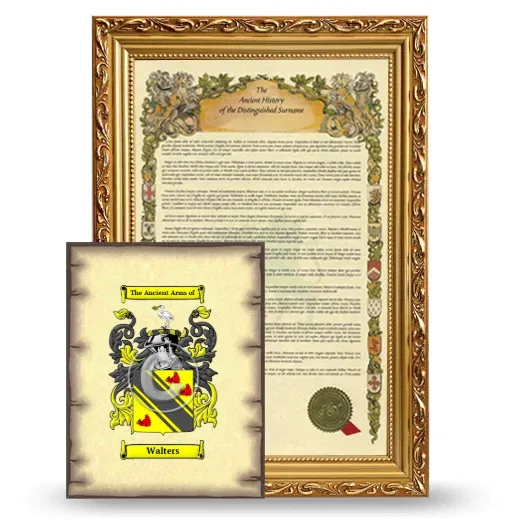 Walters Framed History and Coat of Arms Print - Gold