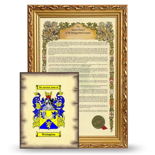 Warington Framed History and Coat of Arms Print - Gold