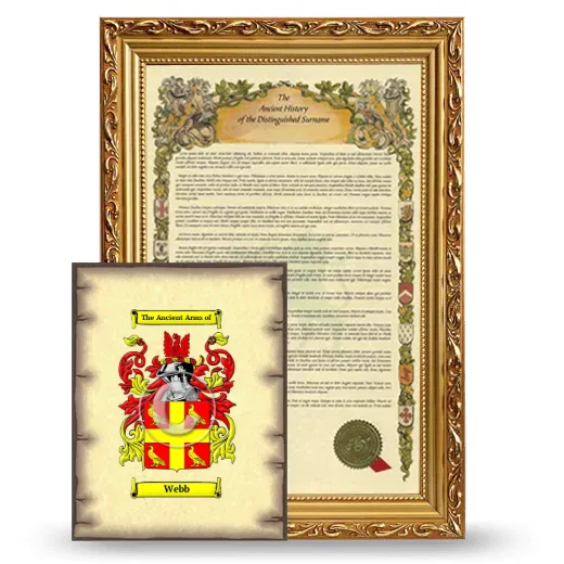 Webb Framed History and Coat of Arms Print - Gold