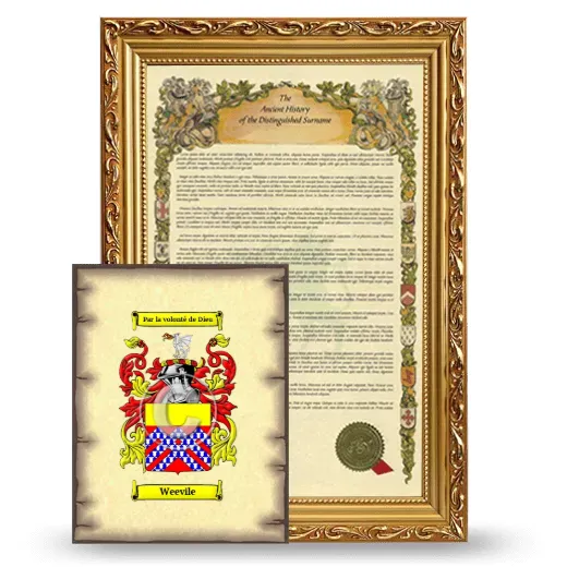 Weevile Framed History and Coat of Arms Print - Gold