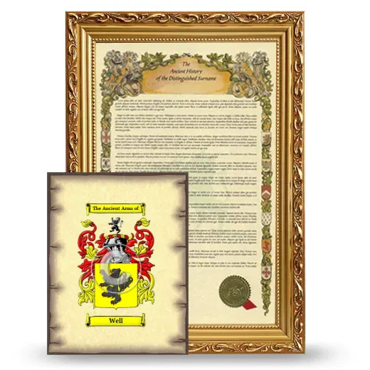 Well Framed History and Coat of Arms Print - Gold