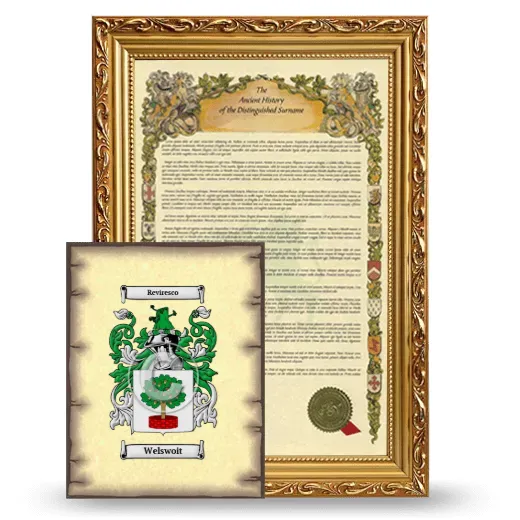 Welswoit Framed History and Coat of Arms Print - Gold