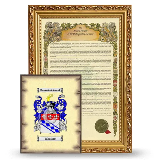 Whaling Framed History and Coat of Arms Print - Gold