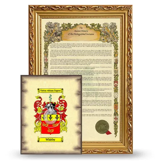 Whitby Framed History and Coat of Arms Print - Gold