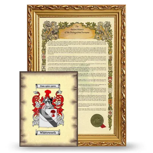 Whitteworth Framed History and Coat of Arms Print - Gold