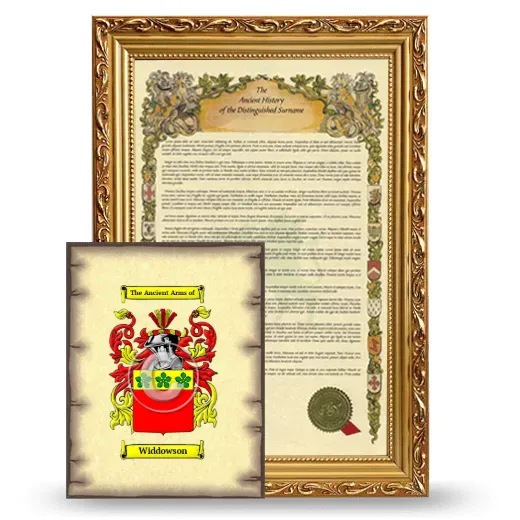 Widdowson Framed History and Coat of Arms Print - Gold