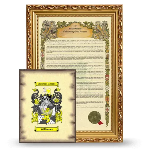 Williames Framed History and Coat of Arms Print - Gold