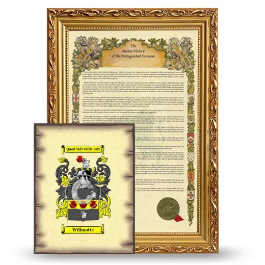 Willmotts Framed History and Coat of Arms Print - Gold