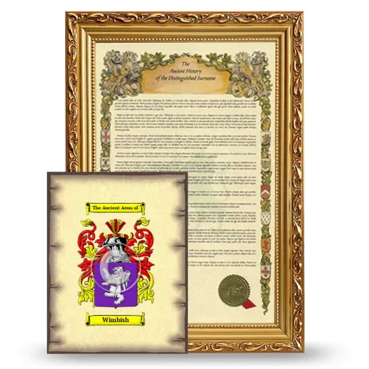 Wimbish Framed History and Coat of Arms Print - Gold