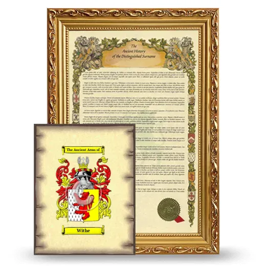 Withe Framed History and Coat of Arms Print - Gold