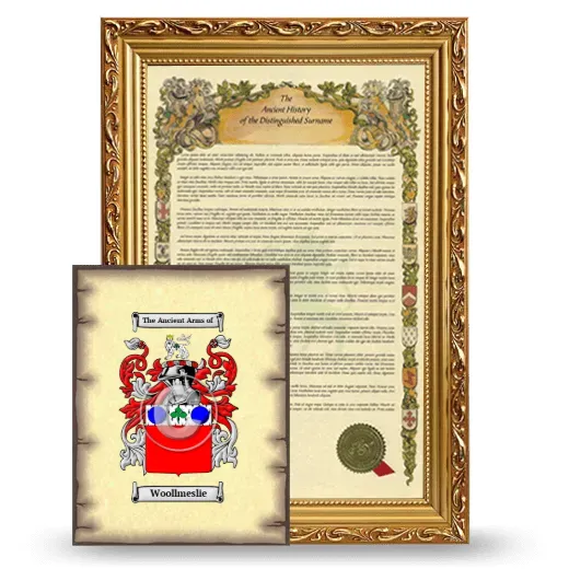 Woollmeslie Framed History and Coat of Arms Print - Gold