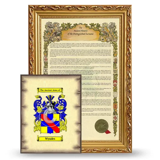 Wyndes Framed History and Coat of Arms Print - Gold