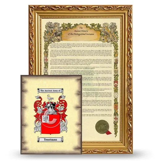 Yeastman Framed History and Coat of Arms Print - Gold