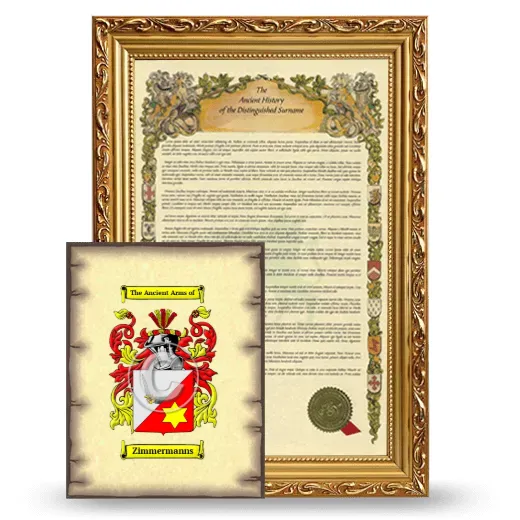 Zimmermanns Framed History and Coat of Arms Print - Gold